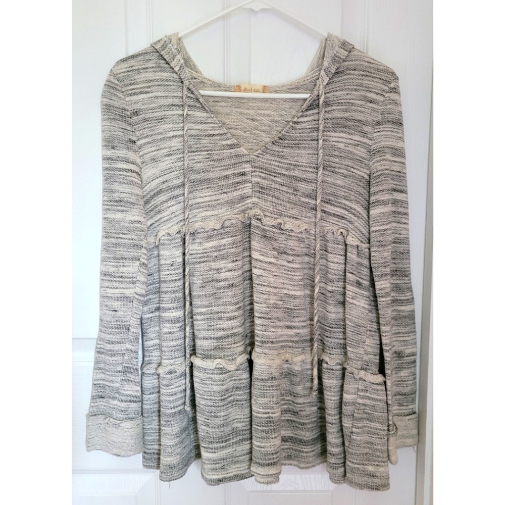 Altar'd State Gray Ruffled Hoodie Top small